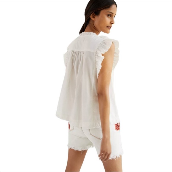 Anthropologie Ruffled Blouse in White - Picture 2 of 5